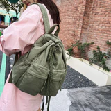 Women Canvas School Backpacks for Girls Bookbags College Student School Bag Rucksack Drawstring Bagpack Lady Leisure Shoulder Bag